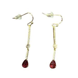 TAI Ruby Red & Gold & CZ Dangle Earrings